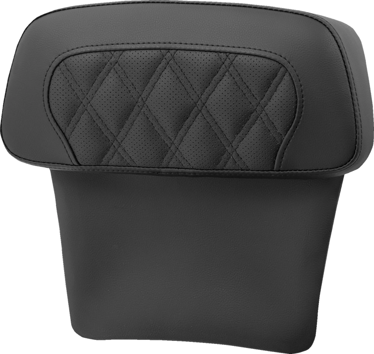 SADDLEMEN Chopped Tour Pak Backrest Pad - RoadSofa - Perforated Black w/ Lattice Stitch - FLT/FLH '14-'23 814-07-CPACK-LS - PartsOutlet.com.au