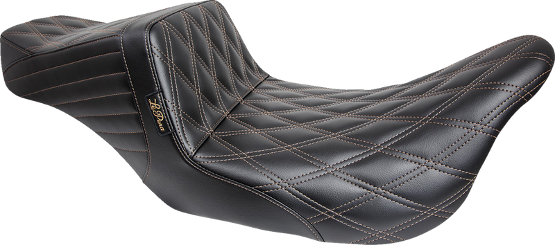 LE PERA Tailwhip Seat - Double Diamond w/ Chestnut Thread - Black - FL '08-'23 LK-587DD-CHET - PartsOutlet.com.au