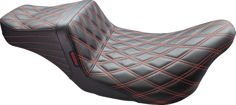 LE PERA Tailwhip Seat - Double Diamond w/ Red Thread - Black - FL '08-'23 LK-587DD-RED - PartsOutlet.com.au