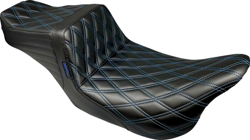 LE PERA Tailwhip Seat - Double Diamond w/ Blue Thread - Black - FLH/FLT '08-'23 LK-587DD-BLUE - PartsOutlet.com.au