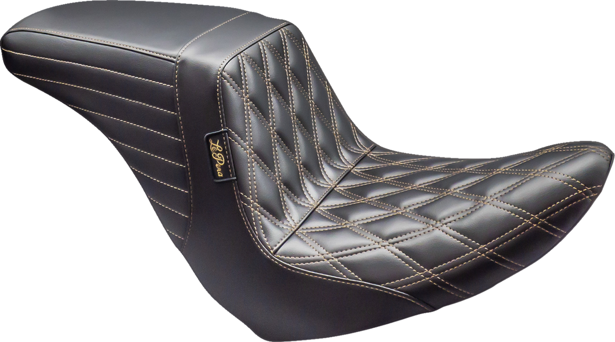 LE PERA Kickflip Up Front Seat - Double Diamond w/ Chestnut Thread - Black - FL/FX '18-'23 LYRU-590DD-CHET