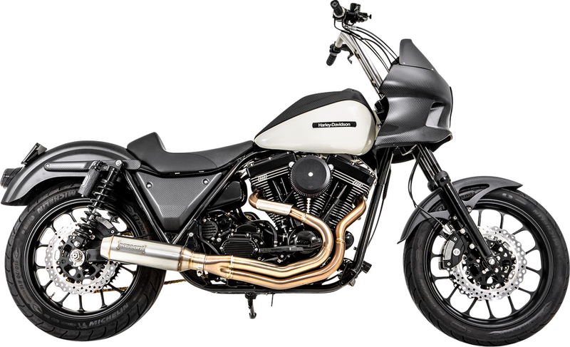 BASSANI XHAUST 2-into-1 Exhaust System with Super Bike 4" Muffler - Stainless Steel - Harley-Davidson 1984-2000 - 1FXR3SS