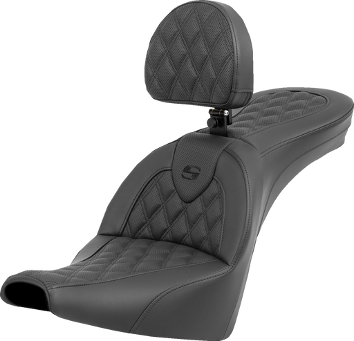 SADDLEMEN Roadsofa Seat - Lattice Stitch - with Backrest - FXBB/FXST '18-'24 - 818-30-182BR - PartsOutlet.com.au