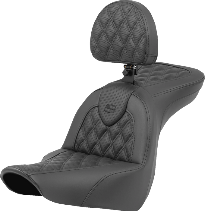 SADDLEMEN Roadsofa* Seat - Lattice Stitch - with Backrest - FXLR/FLSB '18-'23 - 818-29-182BR