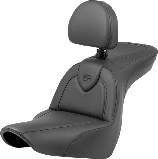 SADDLEMEN Roadsofa Seat - with Backrest - Black/Black Stitching - FXLR/FLSB '18-'24 - 818-29-187BR - PartsOutlet.com.au