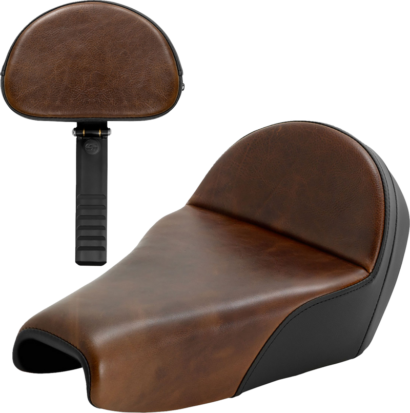 SADDLEMEN Lariat Solo Seat - Distressed Leather - 3.3 Gal Tank - XL '04-'22 - 807-11B-0041 - PartsOutlet.com.au