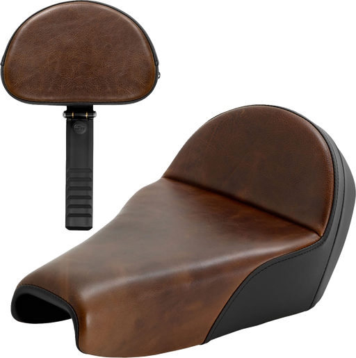 SADDLEMEN Lariat Solo Seat - Distressed Leather - 3.3 Gal Tank - XL '04-'22 - 807-11B-0041 - PartsOutlet.com.au