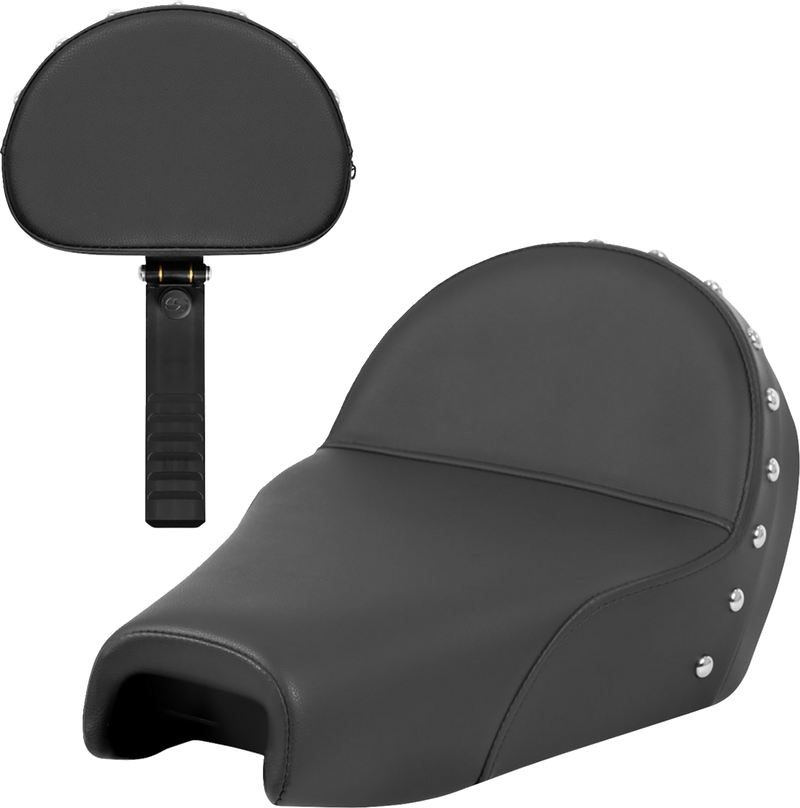 SADDLEMEN Solo Seat - Studded w/ Backrest - XL '04-'22 - 807-03B-0039 - PartsOutlet.com.au