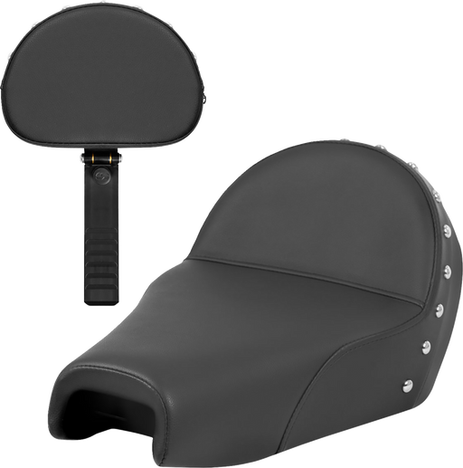 SADDLEMEN Solo Seat - Studded w/ Backrest - XL '04-'22 - 807-03B-0039 - PartsOutlet.com.au