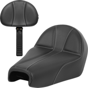 SADDLEMEN Dominator Seat - w/ Backrest - Black w/ Silver Stitching - XL '04-'22 - 807-03B-0042 - PartsOutlet.com.au
