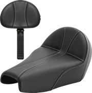 SADDLEMEN Dominator Seat - w/ Backrest - Black w/ Silver Stitching - XL '04-'22 - 807-11B-0042 - PartsOutlet.com.au