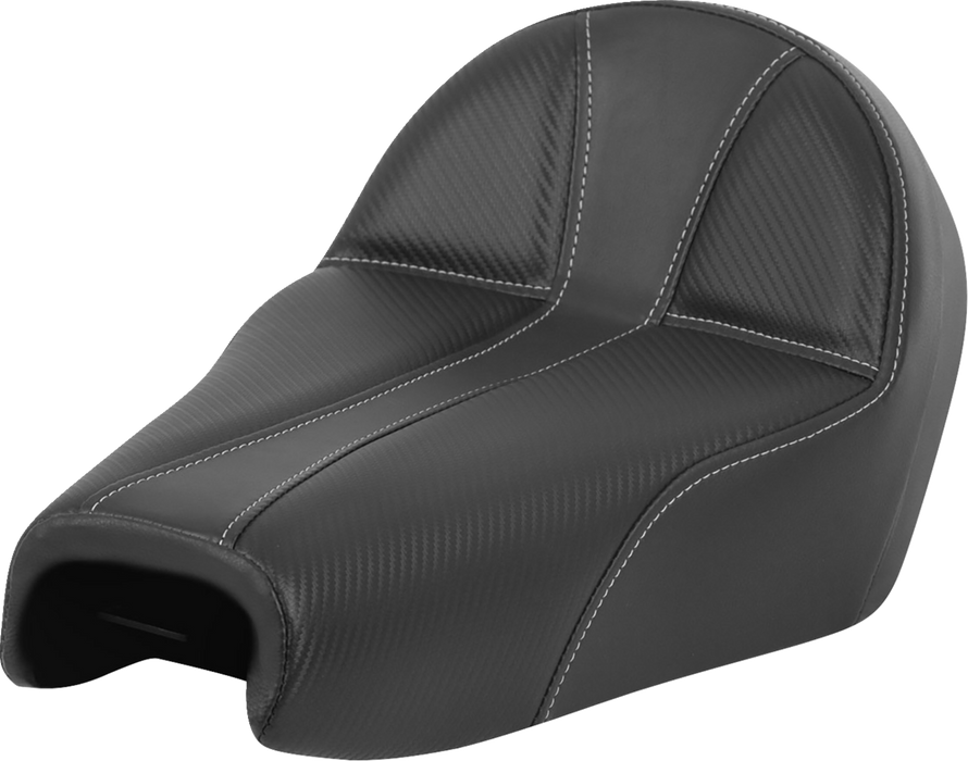 SADDLEMEN Dominator Seat - w/ Backrest - Black w/ Silver Stitching - XL '04-'22 - 807-03B-0042 - PartsOutlet.com.au