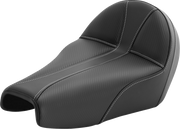 SADDLEMEN Dominator Seat - w/ Backrest - Black w/ Silver Stitching - XL '04-'22 - 807-11B-0042 - PartsOutlet.com.au