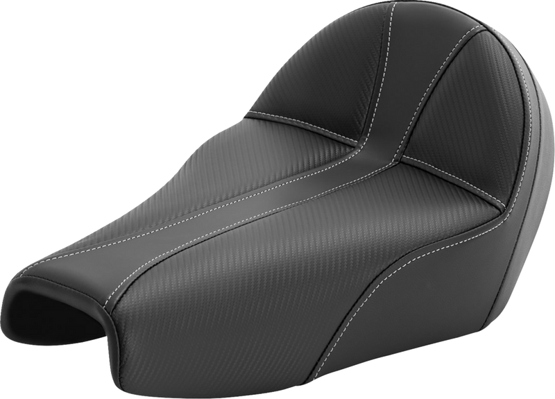 SADDLEMEN Dominator Seat - w/ Backrest - Black w/ Silver Stitching - XL '04-'22 - 807-11B-0042 - PartsOutlet.com.au