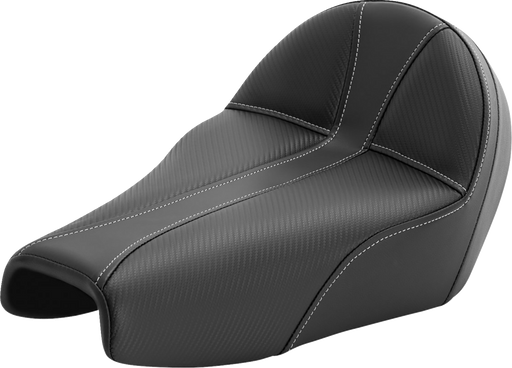 SADDLEMEN Dominator Seat - w/ Backrest - Black w/ Silver Stitching - XL '04-'22 - 807-11B-0042 - PartsOutlet.com.au