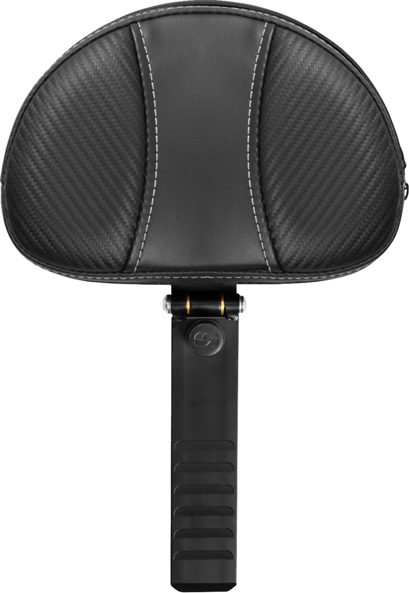 SADDLEMEN Backrest - Dominator - Carbon Fiber w/ Gray Stitching - XL '04-'22 - 15708D - PartsOutlet.com.au