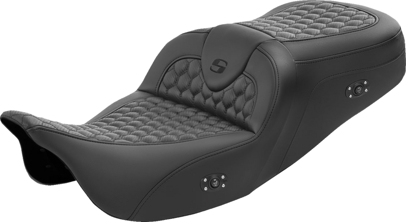 SADDLEMEN RoadSofa Seat - Honeycomb - without Backrest - Heated - FL '08-'23 - 808-07B-189HCT - PartsOutlet.com.au