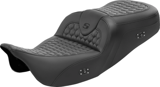 SADDLEMEN RoadSofa Seat - Honeycomb - without Backrest - Heated - FL '08-'23 - 808-07B-189HCT - PartsOutlet.com.au