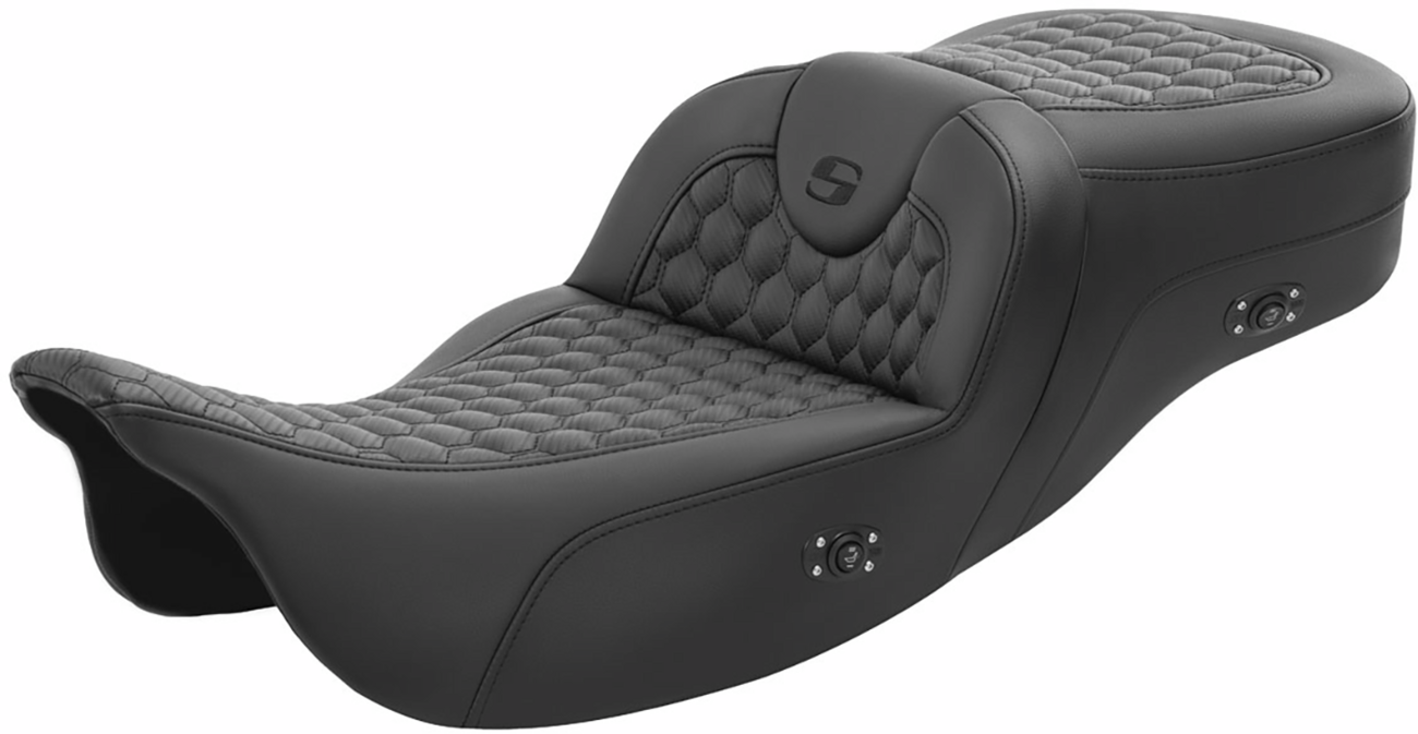 SADDLEMEN RoadSofa* Seat - Honeycomb - without Backrest - Extended Reach - Heated - FL '08-'23 - 808-07B-190HCT