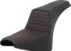 SADDLEMEN Step-Up Seat - Honeycomb - Red Stitching - FXBB/FXST '18-'23 - A818-30-177RED - PartsOutlet.com.au