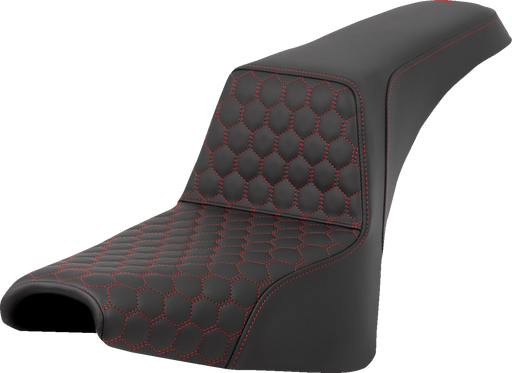 SADDLEMEN Step-Up Seat - Honeycomb - Red Stitching - FXBB/FXST '18-'23 - A818-30-177RED - PartsOutlet.com.au