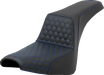 SADDLEMEN Step-Up Seat - Honeycomb - Blue Stitching - FXBB/FXST '18-'23 - A818-30-177BLU - PartsOutlet.com.au