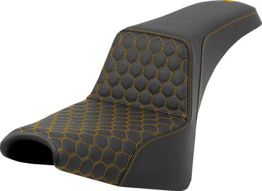 SADDLEMEN Step-Up Seat - Honeycomb - Gold Stitching - FXBB/FXST '18-'23 - A818-30-177GOL - PartsOutlet.com.au