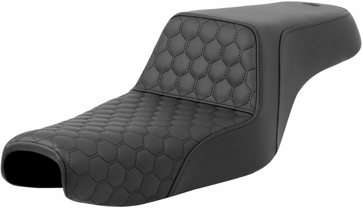 SADDLEMEN Step-Up Seat - Honeycomb - Black Stitching - Sportster '04-'21 - 807-11-177