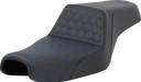 SADDLEMEN Step-Up Seat - Honeycomb - Blue Stitching - Sportster '04-'21 - A807-11-177BLU - PartsOutlet.com.au