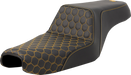 SADDLEMEN Step-Up Seat - Honeycomb - Gold Stitching - Sportster '04-'21 - A807-11-177GOL - PartsOutlet.com.au