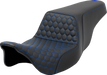 SADDLEMEN Step-Up Seat - Honeycomb - Blue Stitching - FL '08-'23 - A808-07B-177BLU - PartsOutlet.com.au