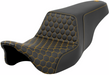 SADDLEMEN Step-Up Seat - Honeycomb - Gold Stitching - FL '08-'23 - A808-07B-177GOL - PartsOutlet.com.au