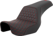 SADDLEMEN Step-Up Seat - Honeycomb - Red Stitching - Dyna '06-'17 - A806-04-177RED - PartsOutlet.com.au