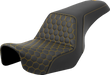 SADDLEMEN Step-Up Seat - Honeycomb - Gold Stitching - Dyna '06-'17 - A806-04-177GOL - PartsOutlet.com.au