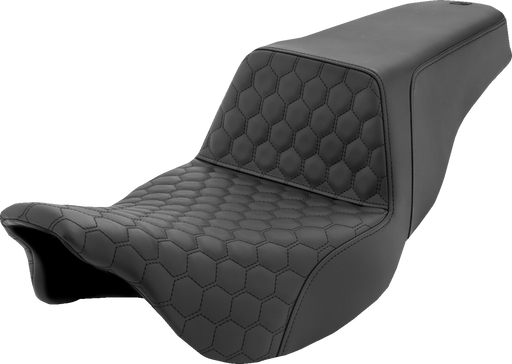 SADDLEMEN Step-Up Seat - Honeycomb - Black Stitching - FL '08-'23 - 808-07B-177 - PartsOutlet.com.au