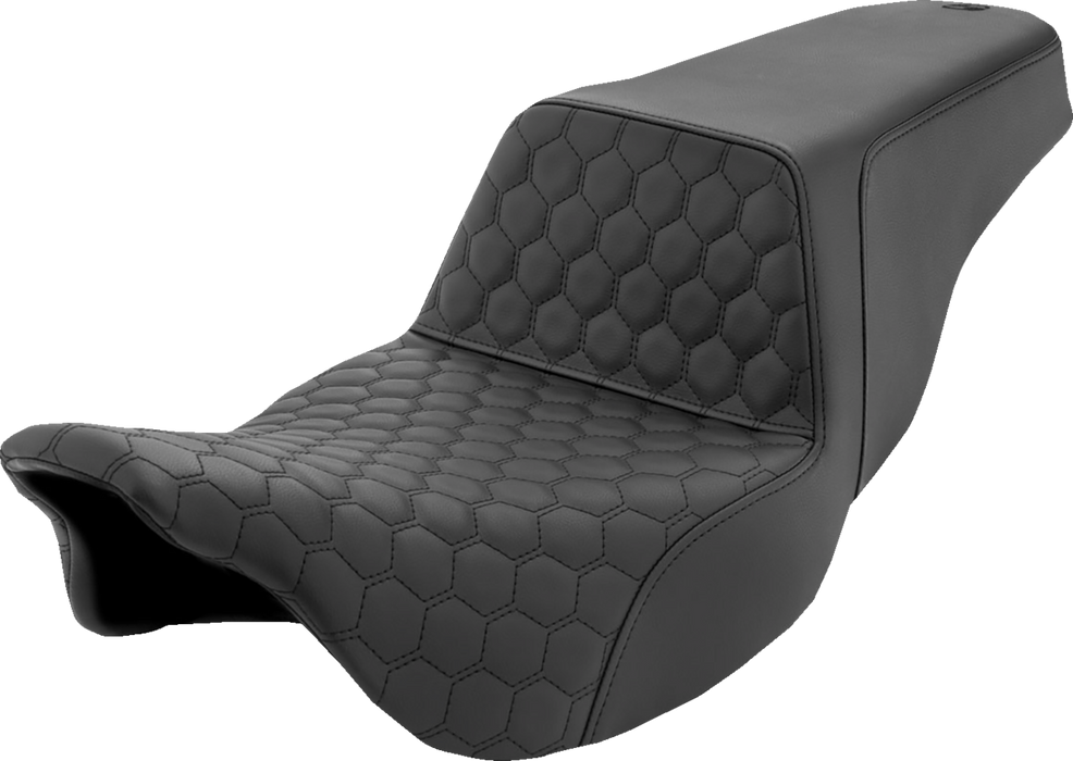 SADDLEMEN Step-Up Seat - Honeycomb - Black Stitching - FL '08-'23 - 808-07B-177 - PartsOutlet.com.au