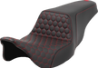 SADDLEMEN Step-Up Seat - Honeycomb - Red Stitching - FL '08-'23 - A808-07B-177RED - PartsOutlet.com.au