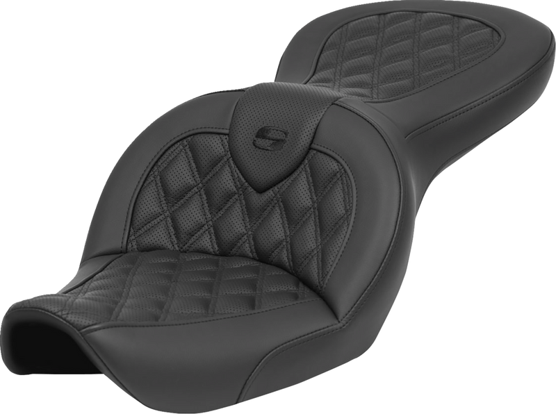 SADDLEMEN Roadsofa Seat - without Backrest - Lattice Stitch - FXDWG '96-'03 - 896-05-182 - PartsOutlet.com.au