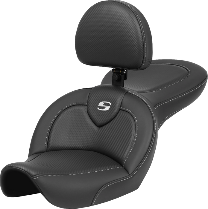 SADDLEMEN Roadsofa* Seat - with Backrest - Carbon Fiber - FXDWG '96-'03 - 896-05-185BR