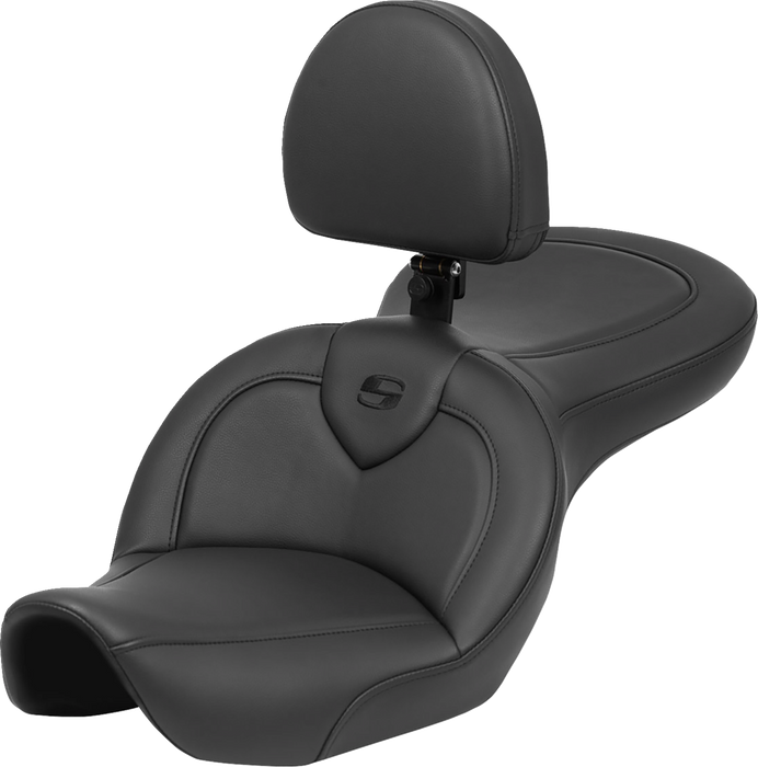 SADDLEMEN Roadsofa Seat - with Backrest - Black - FXDWG '96-'23 - 896-05-187BR - PartsOutlet.com.au