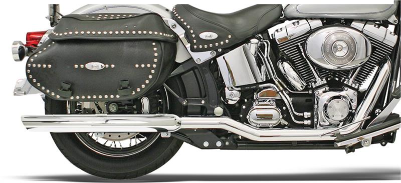 BASSANI XHAUST True Dual Slip-On Slash Cut Mufflers - Chrome - Harley-Davidson 1989-2017 - 31117B - PartsOutlet.com.au