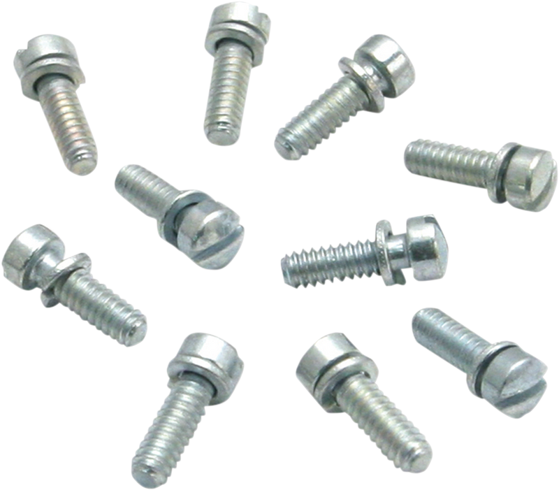 S&S CYCLE 10-24 X 3/4" Zinc-Plated Steel Slotted Screw with Lock Washer (10 pack) - 50-0063