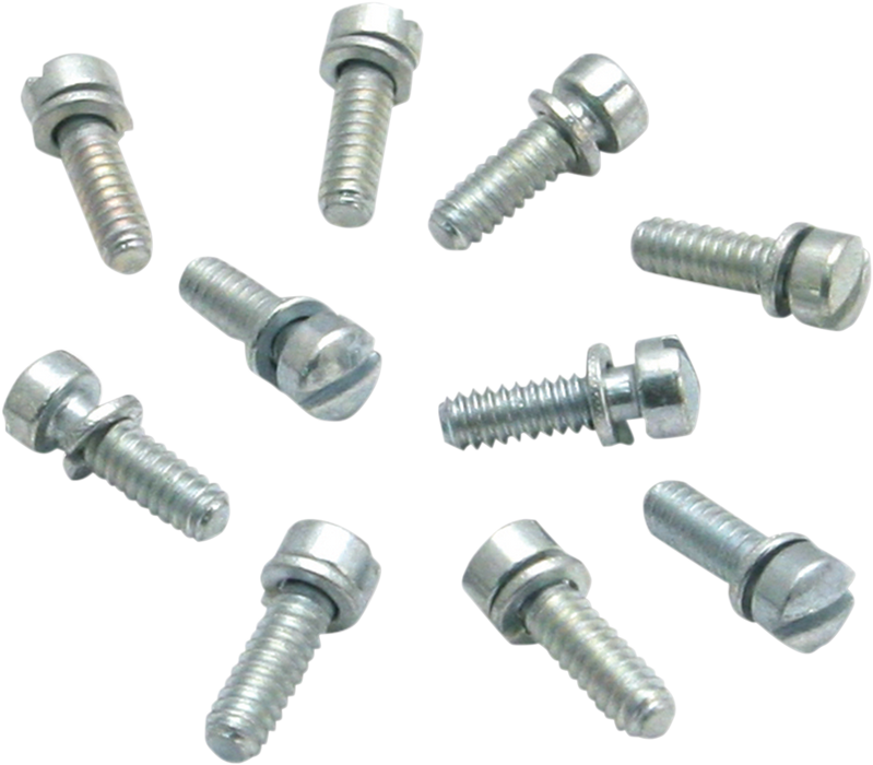 S&S CYCLE 10-24 X 3/4" Zinc-Plated Steel Slotted Screw with Lock Washer (10 pack) 50-0063