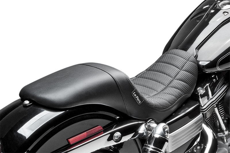 LE PERA Daytona Sport Dual Seat With Basket Weave & Flat Track Pleats. Fits Dyna 2006-2017 - LK-512TRKPT - PartsOutlet.com.au