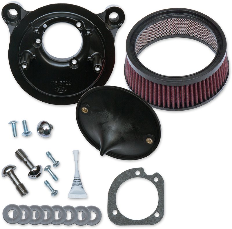 S&S CYCLE Stealth Street-Legal Air Cleaner Kit Without Cover for 2001-2015 fuel-injected Softtail® models, 2004-2017 fuel-injected Dyna® models, and 2003-2007 fuel-injected Touring models - 170-0300B - PartsOutlet.com.au