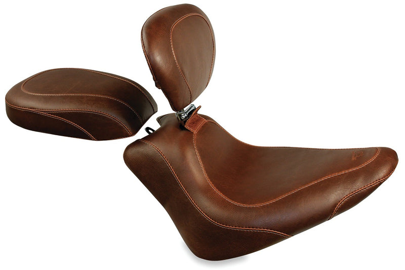 MUSTANG Wide Tripper Rear Seat - Harley-Davidson FLS Slim 2011-2017 - Brown 76765 - PartsOutlet.com.au