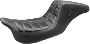 MUSTANG Squareback One-Piece Seat - Tuck and Roll - Black W/Black Stitching - Harley-Davidson FL 2008+ 75239 - PartsOutlet.com.au