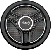 S&S CYCLE Tri-Spoke Air Cleaner Cover in Gloss Black with Machined Highlights for all Stealth Applications - 170-0210 - PartsOutlet.com.au