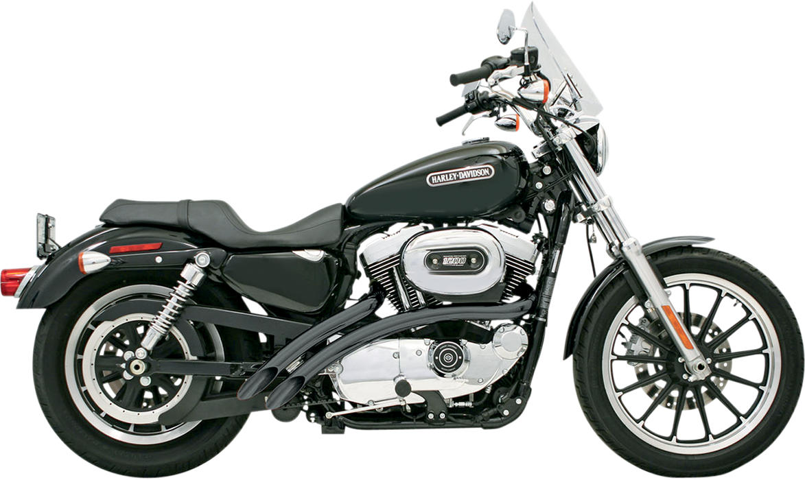 BASSANI XHAUST Radial Sweeper Exhaust - Black - '07-'13 XL Sportster - XL4-FF12CLB