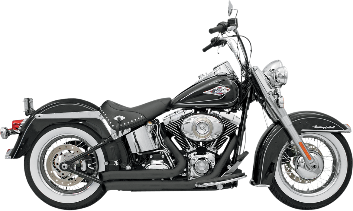 BASSANI XHAUST FireSweep Exhaust - Black - '86-'17 Softail Twin Cam 12123D - PartsOutlet.com.au